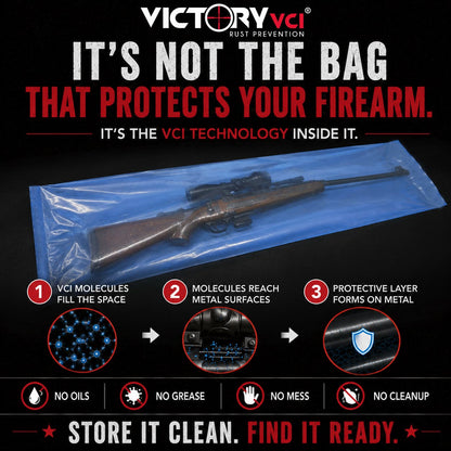 Victory VCI® bags protect your firearms with oil-free, no mess vapor corrosion inhibitor technology.