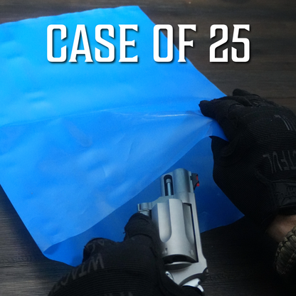 Bulk case of 25 Victory VCI Rust Prevention Handgun & Ammo Bags, 12" x 18", USA-made poly bags for long-term corrosion protection—MIL-DTL-22020E compliant, non-toxic, lead-free.