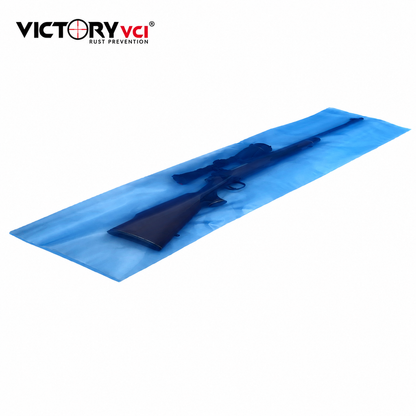 Victory VCI translucent blue 12x48 open-top long gun storage bag laid flat.