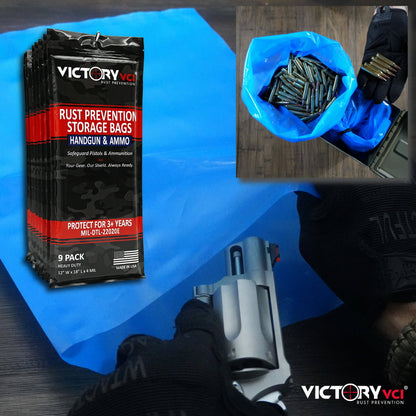 Victory VCI® handgun and ammo storage bags, case of 25, 9-packs, MIL-DTL-22020E.