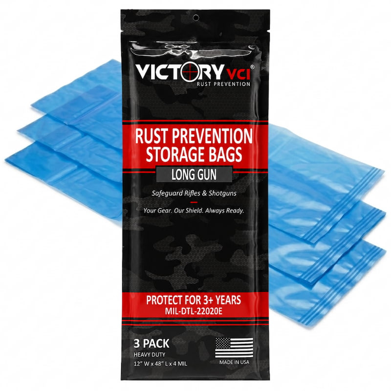 Victory VCI® long gun rust prevention storage bags for rifles, shotguns, and long-term storage protection