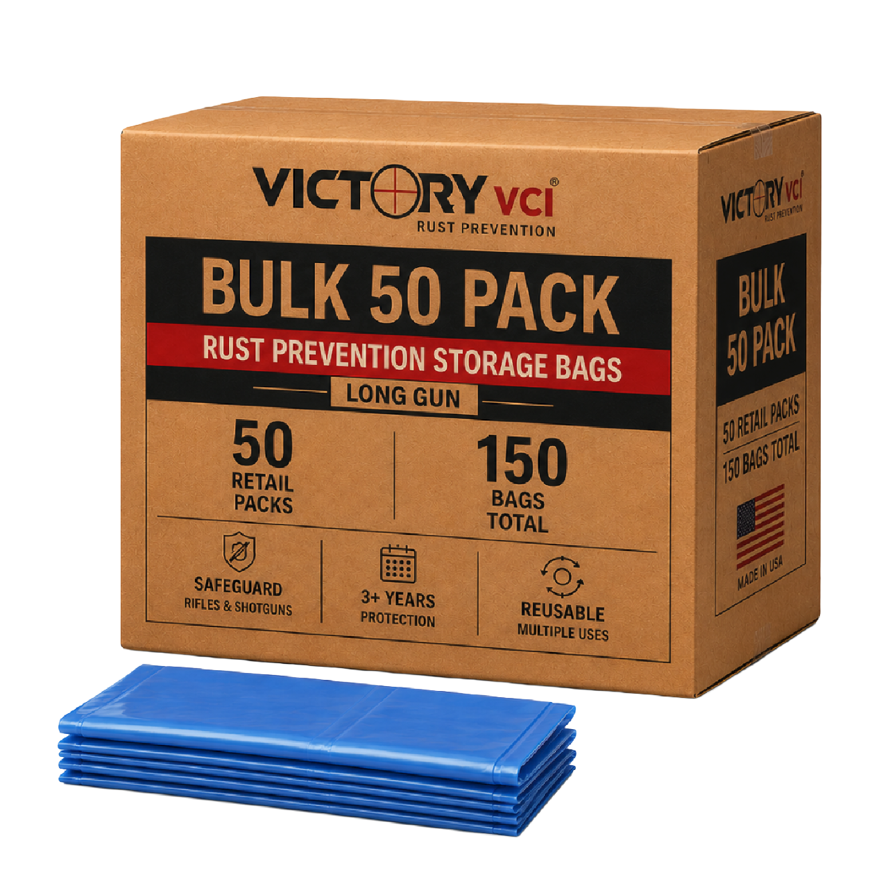 Victory VCI® bulk case options for rust prevention storage bags in larger collections, ranges, armories, and high-volume storage setups.
