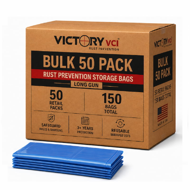 Victory VCI® bulk case options for rust prevention storage bags in larger collections, ranges, armories, and high-volume storage setups.
