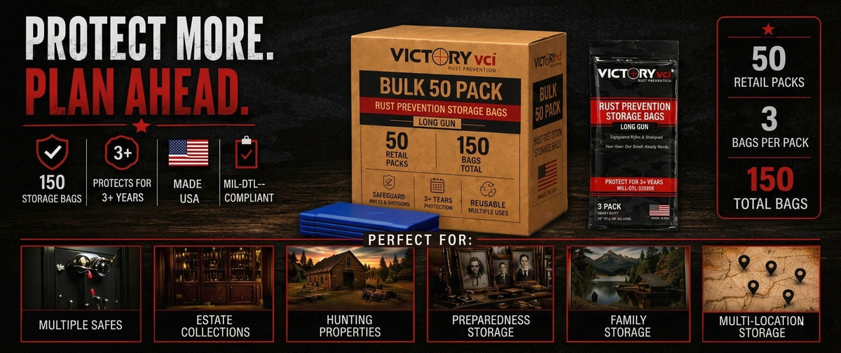 Victory VCI® Bulk 50 Long Gun Retail Packs – 150 total rust prevention bags for rifles, shotguns and long metal gear.