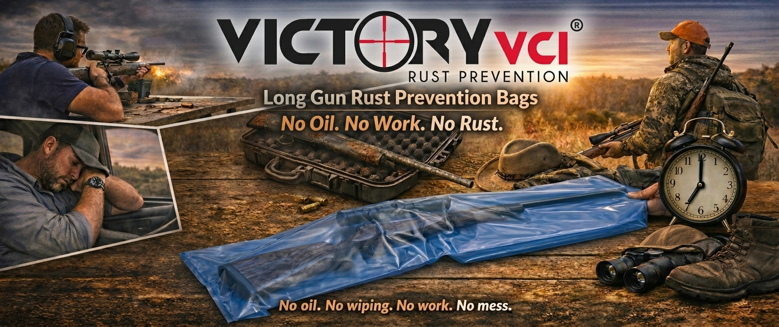 Victory VCI long gun bag providing a protective barrier between a rifle and moisture-trapped foam inside a hard storage case.