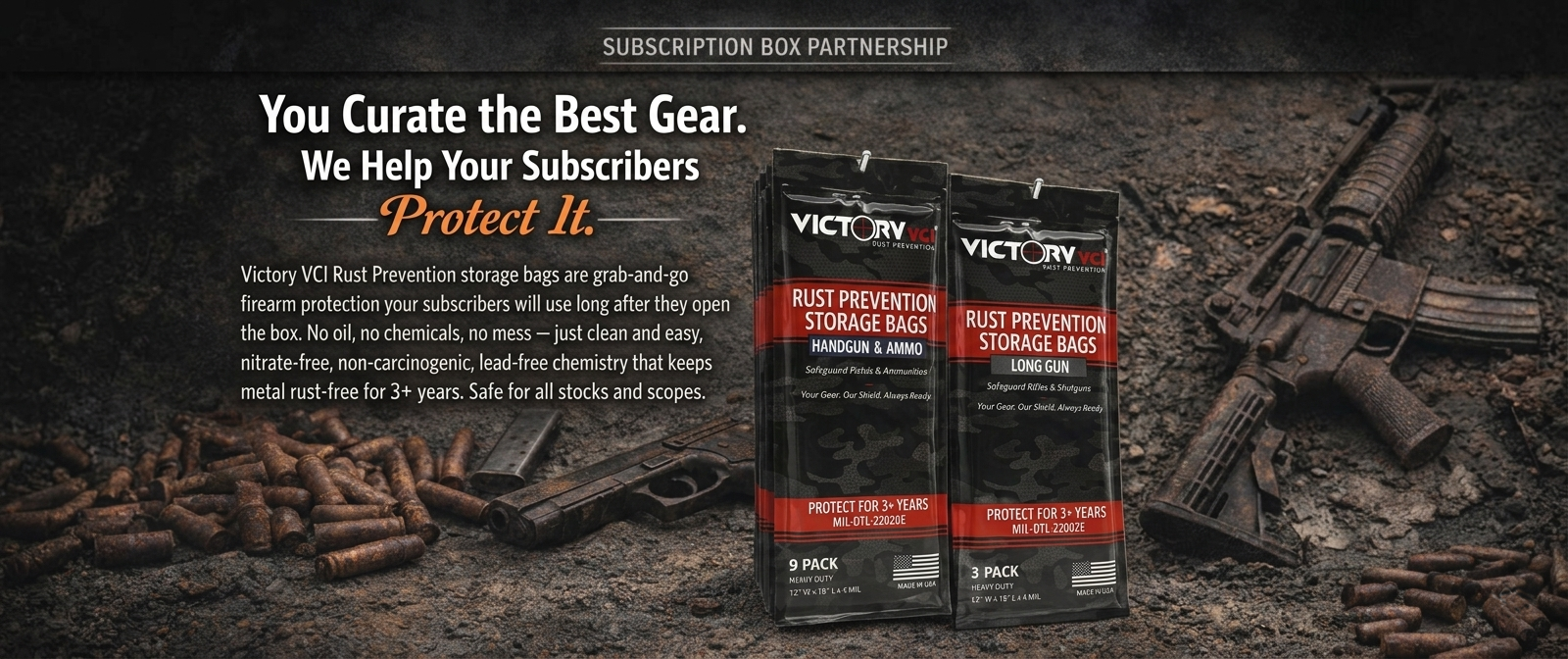 Subscription Box Partnership with Victory VCI Rust Prevention Storage Bags